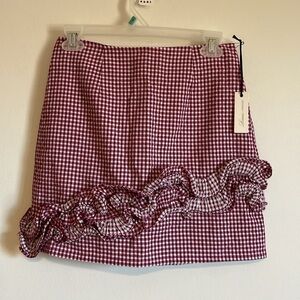 NWT Tomato Girl Skirt LOVERS + FRIENDS Ballard Gingham Mini Small Cranberry Farm